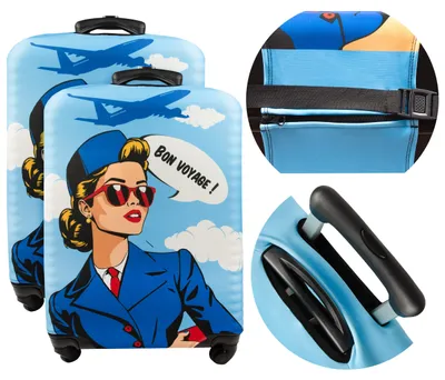 Produktbild von Sillar Schutzhülle für Reisekoffer Motiv Stewardess Größe M