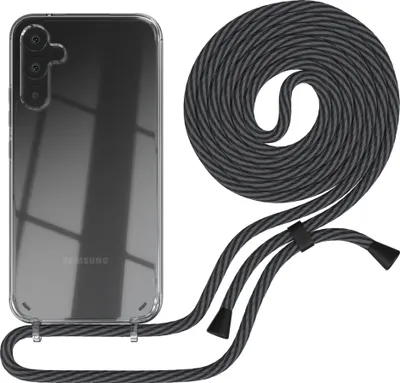 Produktbild von EAZY CASE Handykette kompatibel mit Samsung Galaxy A34, Handyhülle mit Umhängeband, Handykordel, Schutzhülle Clear, Band in Grau
