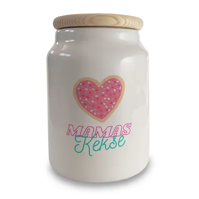 Produktbild von Mamas Kekse Keksdose aus Keramik mit Holzdeckel