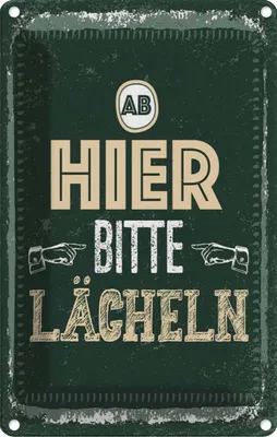 Produktbild von vianmo Blechschild 18x12 cm Ab hier bitte lächeln Spruch Zitat