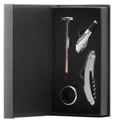 Immagine prodotto di Set di accessori per il vino Koopman, acciaio inossidabile, argento/nero