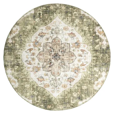 Produktbild von Vintage Gartenteppich Rund - Santo Mandala Grün