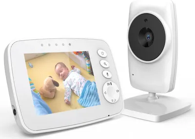 Produktbild von Babyphone mit Kamera, 3,2" LCD, 2,4 GHz, Nachtsicht, VOX, Temperaturanzeige, Gegensprechfunktion, Schlaflieder, 300 m Reichweite