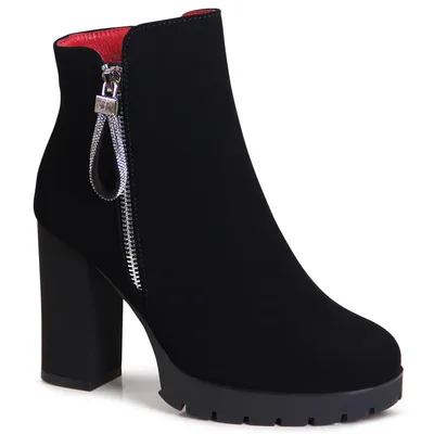 Produktbild von topschuhe24 2899 Damen Plateau Stiefeletten Velours Ankle Boots Glitzer , Farbe:Schwarz, Größe:38 EU