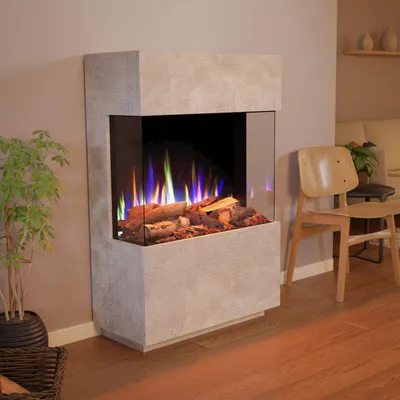 Produktbild von Glow Fire Elektrokamin 'PR15' in Weiss | LED Standkamin in weiß mit Heizung (1500 W) | HxBxT: 130x85,3x40cm