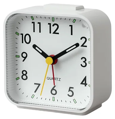 Analoger Wecker, leise, Schlummerfunktion, Nachtlicht, 10 cm, Weiß