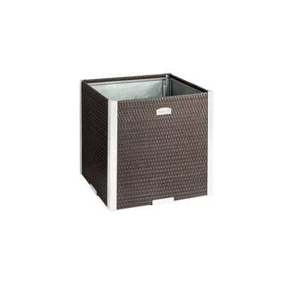 Produktbild von Pflanzkübel. Polyrattan. 38x38x38cm. braun. Pflanzgefäß. Rattan-Optik. Stahlblech. verzinkt. Standsicherheit. standsicher. Indoor. Outdoor. UV-bestän
