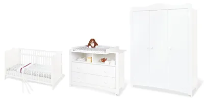 Produktbild von Pinolino Kinderzimmer-Set 'Florentina' extrabreit groß, 3-tlg. Nachbildung: Uni, weiß