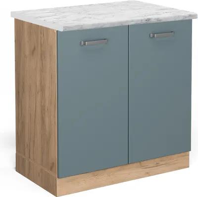 Produktbild von Spülenunterschrank Vicco R-Line Blau-Grau 80 cm AP Marmor, Model 45982