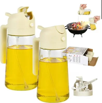 Obrázok produktu pre EnthuLove rozprašovač oleja, 470 ml, rozprašovač oleja, sada 2 v 1, na kuchynský olej a olivový olej, ideálny pre teplovzdušnú fritézu, 2 kusy v bielej farbe.