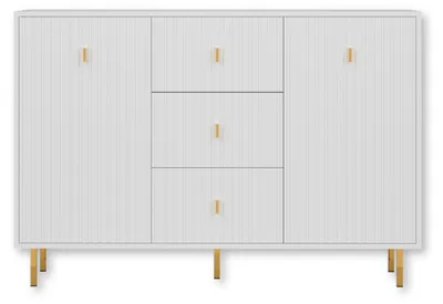 Zdjęcie produktu dla PIANO Komoda KOM2D3S - Biała | 130x86x40 cm