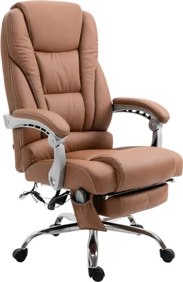 Obrázok produktu pre Kancelárske kreslo s masážou - Ergonomické kreslo, relaxačné, kvalitná kožená konštrukcia | farba: svetlohnedá