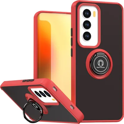 Immagine prodotto di Custodia per Oppo Reno12 opaca traslucida in TPU con supporto ad anello e supporto Rosso