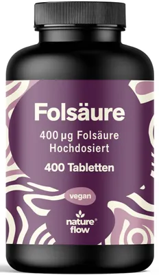 Produktbild von Nature Flow Folsäure 400µg, 400 Tabletten, 100% vegan