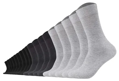 Produktbild von Camano Uni Socken 18er Pack - Comfort Socks, einfarbig Schwarz/Hellgrau/Grau 43-46