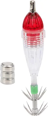 Productafbeelding van LED-kunstaas, inktvisvorm, rode kleur, onderwaterlamp met haak