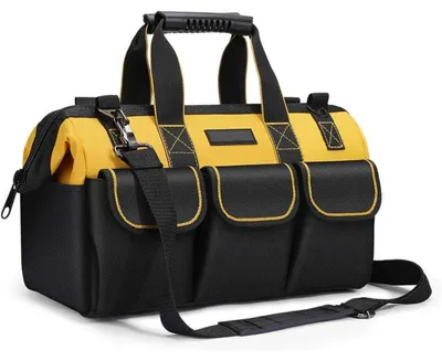 Image de Sac à outils de 17 pouces avec bandoulière, dimensions 43x17x25 cm, en polyester 1680D, imperméable