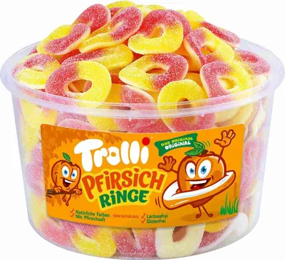 Produktbild von Trolli Pfirsichringe Fruchtgummi Schaumgummi wiederverschließbar 1200g
