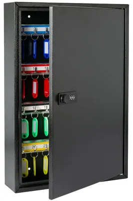 HMF 13642-02 Schlüsselschrank mit Zahlencode Schlüsselkasten groß 42 Haken 35 x 27 x 8 cm Schwarz