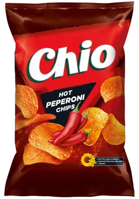 Image de Chio Chips Hot Peperoni sans gluten végétarien végétalien extra piquant 150g