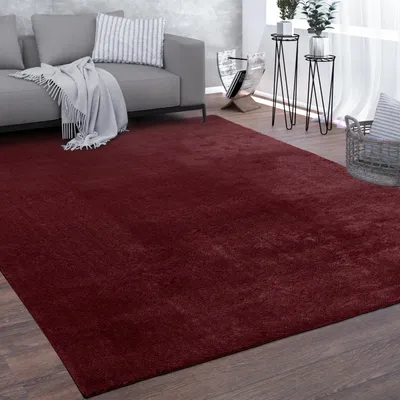 Immagine prodotto di Tappeto lavabile per soggiorno a pelo corto, tinta unita, stile moderno, morbido, rosso, dimensione 200 cm, rotondo