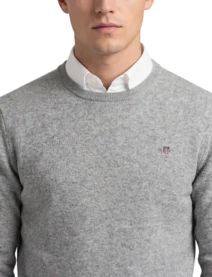 Image de Gant pull gris chiné col rond Laine manches longues