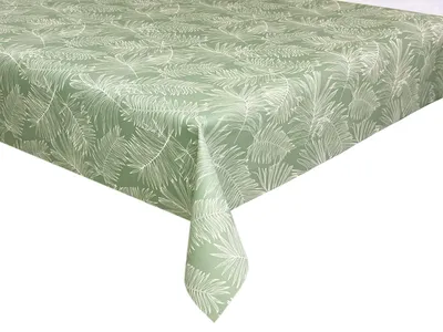 Zdjęcie produktu dla Ściereczka stołowa z materiału powleczonego, wodoodporna, ADARA, kolor zielony, motyw liści, wymiary 200x140 cm