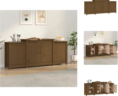Immagine prodotto di vidaXL Credenza marrone miele 164x37x68 cm in legno di pino massiccio - Credenze