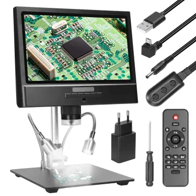 Zdjęcie produktu dla Profesjonalny mikroskop cyfrowy 1080P 10-calowy wyświetlacz LCD 4-krotne powiększenie cyfrowe Mikroskop Loet Przechwytywanie obrazu Nagrywanie wideo Stół konserwacyjny z bezcieniową lampą LED