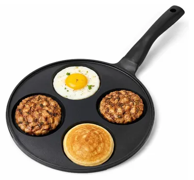 Immagine prodotto di Padella per pancake e crepes Joeji, con 4 fori, leggera - 26,5 cm, antiaderente, in alluminio