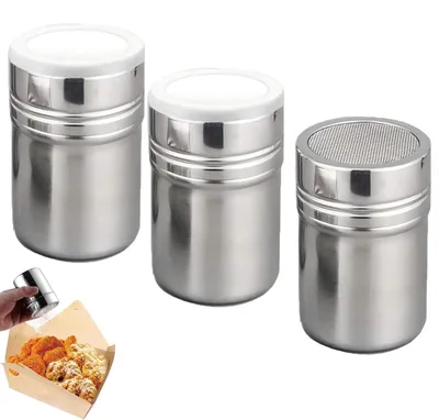 Produktbild von 3 Stück Puderzuckerstreuer mit Feinem Sieb & Deckel, Kakaostreuer für Cappuccino, Staubzuckerstreuer, Zuckerstreuer, Spülmaschinengeeignet