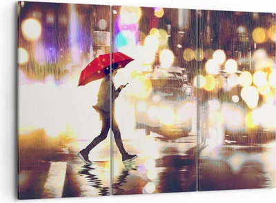 Produktbild von Bild auf Leinwand - Leinwandbild - Stadt Straße Nacht - 105x70cm - Wand Bild - Wanddeko - Leinwanddruck - Bilder - Kunstdruck - Wanddekoration - Leinwand bilder - Wandkunst - CE105x70-4016