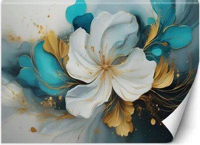 Produktbild von Vlies fototapete Abstrakte Blume Türkis 300x210 cm Feeby Türkis inkl. Kleber einfache Montage