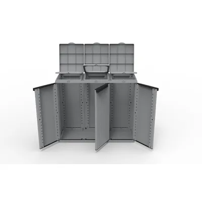 Produktbild von Kreher XXL Gartenschrank Müllschrank 'ECOCAB3' mit 3 Türen in Grau
