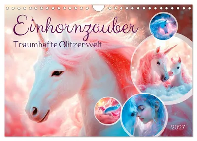Produktbild von EINHORNZAUBER Traumhafte Glitzerwelt (Wandkalender 2027 DIN A4 quer), CALVENDO Monatskalender