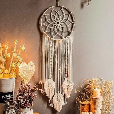 Produktbild von Famanu Traumfänger Boho mit Makramee und Quasten - Beige