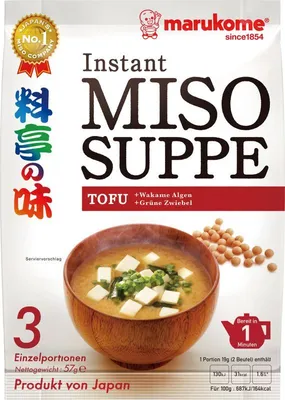 Produktbild von marukome Instant Miso Suppe TOFU 57g | Miso-Würzpaste + getrockneter Tofu
