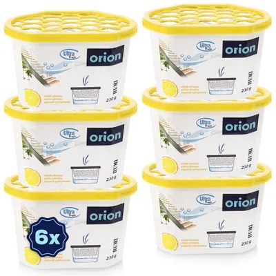 Immagine prodotto di Orion | Assorbiumidità 6 pz. 230 g - Deumidificatore a granuli - Limone - fino a 20 m²