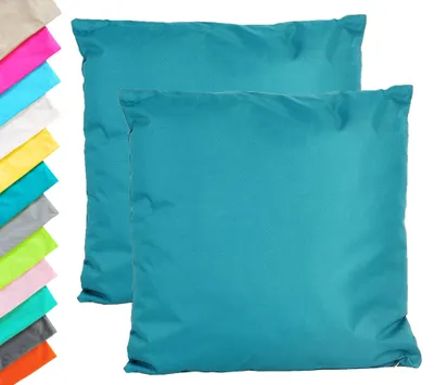 Produktbild von JACK 2er Set Outdoor Kissenhülle Kissenbezug 45x45cm Wasserfest Sitzkissen Lounge Kissen Garten Stuhl Lotus Effekt, Farbe:Petrol