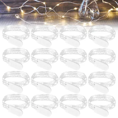 Mini-LED-Lichterkette, 16 Stück, weiß, 2 m, 20 LEDs, batteriebetrieben