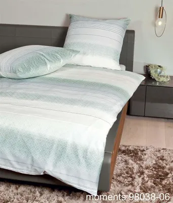 Produktbild von Janine Mako Satin Bettwäsche 3 teilig Bettbezug 200 x 200 cm Kopfkissenbezug 80 x 80 cm Moments 98038-06 mineralgrün