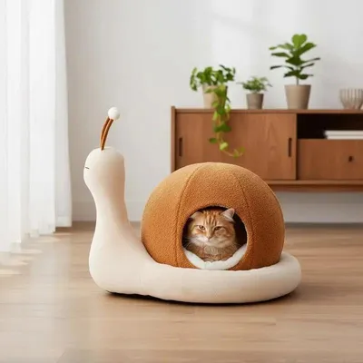 Immagine prodotto di Cuccia a forma di lumaca per gatti domestici, con cuscino lavabile