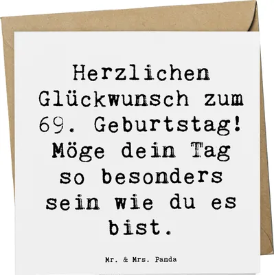 Produktbild von Mr. & Mrs. Panda doppelkarte Spruch 69. Geburtstag Besonderer Tag - Weiß - Geschenk, Lebensfreude, anlasskarte, faltkarte, Glück, Alter, Grußkarte, Glückwunschkarte