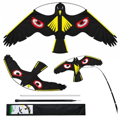 Obrázok produktu pre Plašič vtákov Kite Predator Black Hawk 120 cm Stožiar 4m