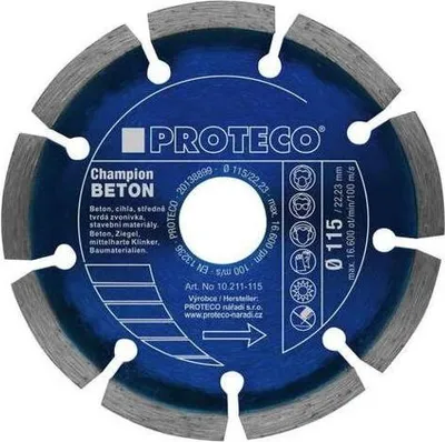 Zdjęcie produktu dla PROTECO tarcza diamentowa 230mm segment CHAMPION, beton, cegła, materiały budowlane 10.211-230