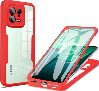 Immagine prodotto di Xiaomi 13 Custodia protettiva, Built-in screen protector 360 gradi protezione completa custodia del telefono cellulare per Xiaomi 13 Red