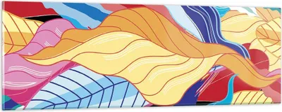 Produktbild von Bilder auf glas - Einteilig - Muster Blätter bunt - 90x30cm - Glasbilder - Wandbilder - Bilder - zum Aufhängen bereit - Wanddekoration aus Glas - Glas Bilder - Wandbild auf Glas - GAB90x30-4269