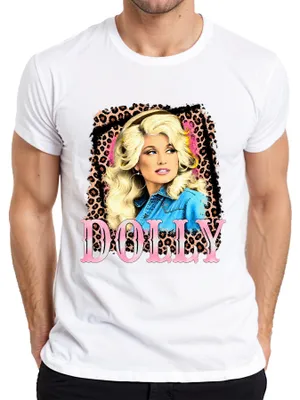 Obrázok produktu pre Dolly Parton, legendárna country speváčka, západná hudba, motív "cowgirl", pánske tričko, biela farba, veľkosť M