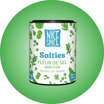 Produktbild von NICE SPICE Salties Fleur de Sel mit Kräutern 15 x 90g Hauchzartes Meersalz