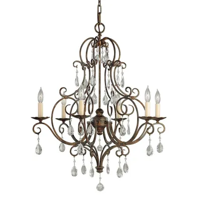 Zdjęcie produktu dla Żyrandol Chateau kawowy 6xE14x60W kryształ wym:242,9x63,8x63,8cm IP20 Feiss